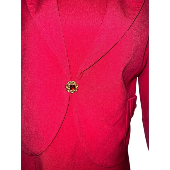 Signature By Larry Levine Red Two-Piece Dress Suit Set Size 8 Womens Elegant For - Picture 7 of 16